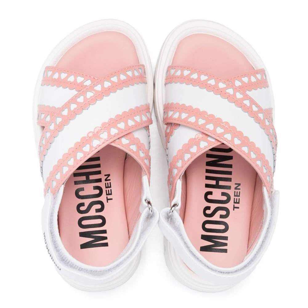 Moschino Kids Pink and White Strappy Sandals